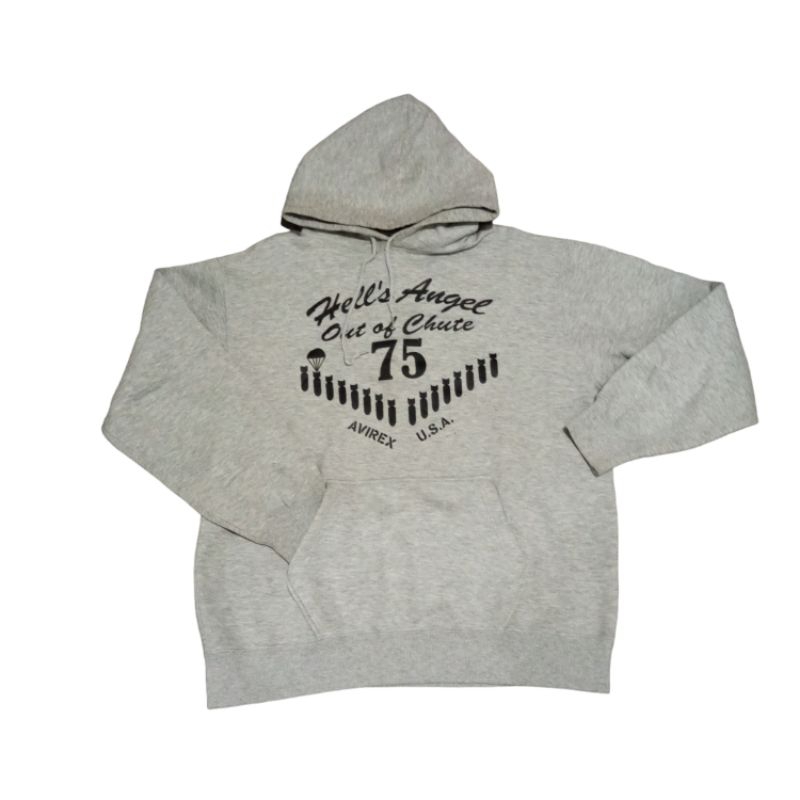 Hoodie Avirex USA US Vintage Heavyweight Jacket Boxy Fit Grey Military Pria Second N Alpha Industrie
