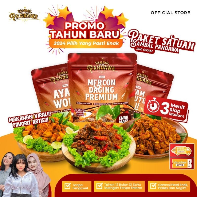 

Sambal Mak Pandawa - Daging Premium Berkualitas Nagih Poll (200 GRAM )