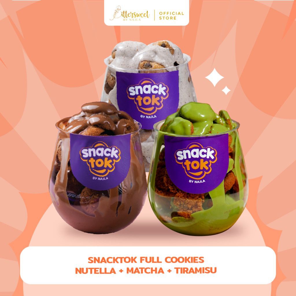 

BUNDLING SNACKTOK isi 3 pcs FULL COOKIES (Nutella, Tiramisu, Matcha)