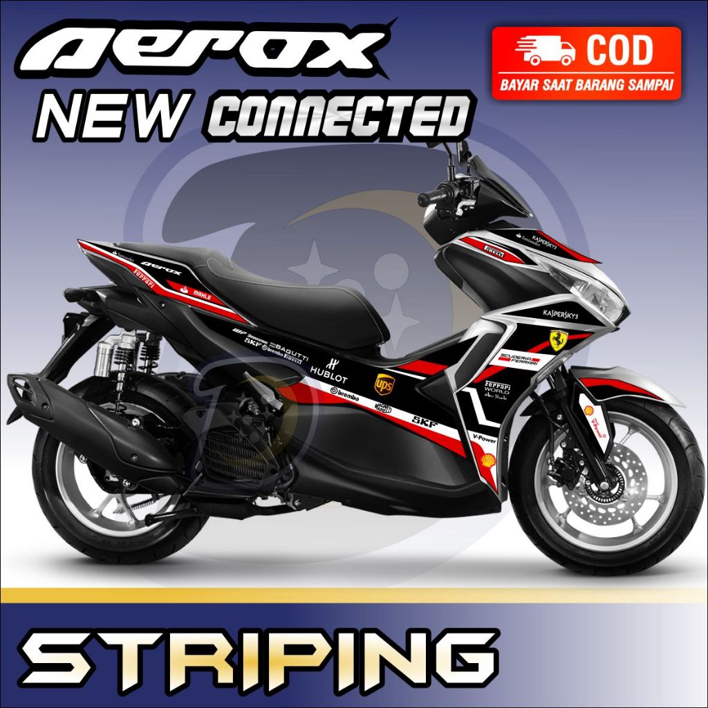 Striping Lis Aerox Connected 2021 New Stiker Motor Yamaha Aerox New Connected Ferari