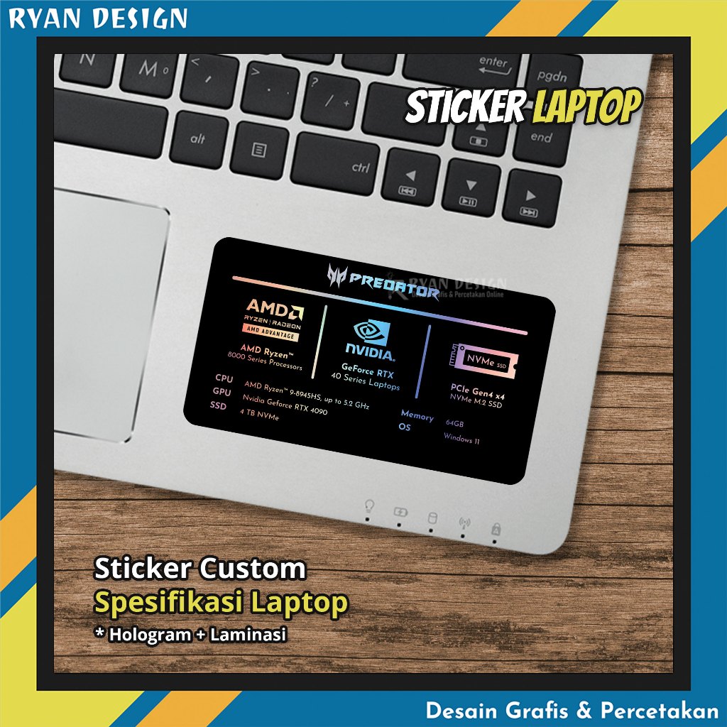 Stiker Logo Laptop Stiker Spesifikasi Fitur Laptop Stiker Nvidia RTX GTX Intel Amd (Model 004)