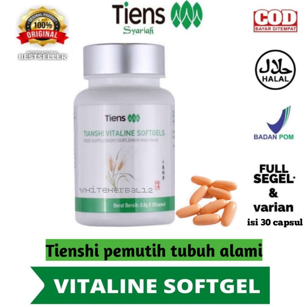 Vitaline softgel pemutih seluruh badan tiens vitaline original