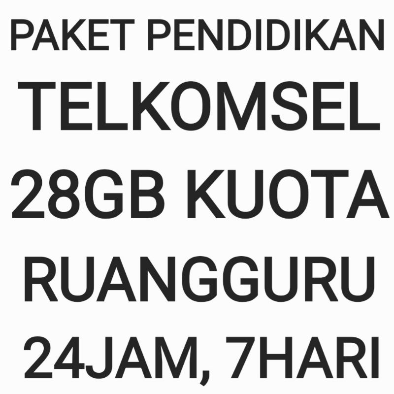 [CHAT DULU SEBELUM ORDER]Paket Pendidikan Telkomsel 28 GB Ruangguru Internet Data Kuota Belajar Seko