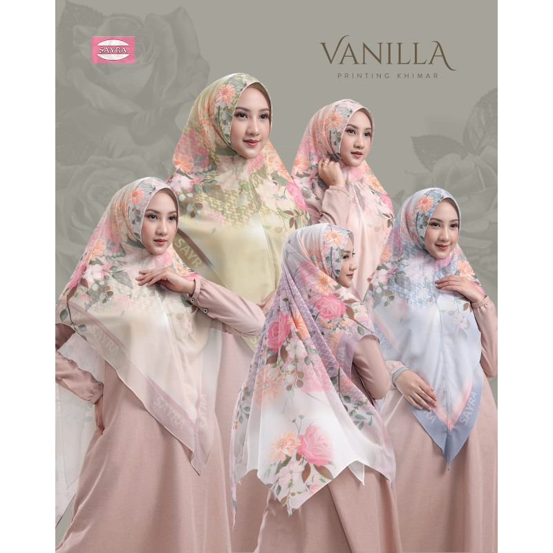 Hijab Sayra Printing - Khimar Printing Vanilla Bahan Ceruty Baby Doll Khimar Motif By SAYRA