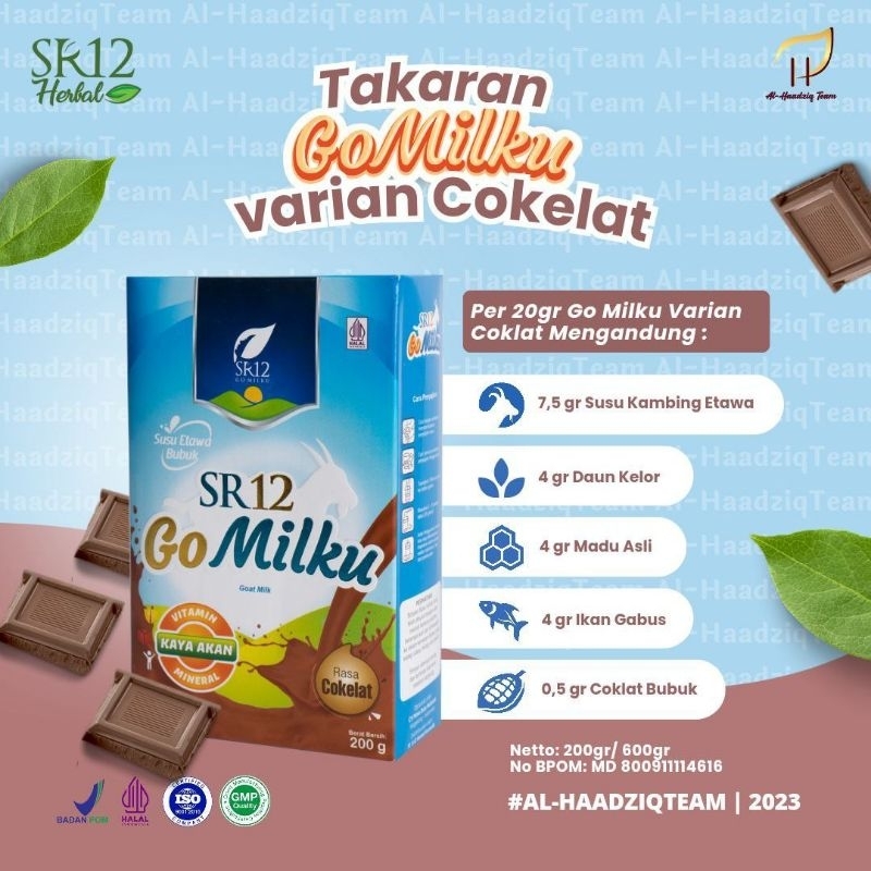 

200 gram Susu Kambing Etawa SR 12 GoMilku rasa coklat - SR12 Go Milku 200gr rasa cokelat susu bubuk etawa , daun kelor , ekstrak ikan gabus dan madu