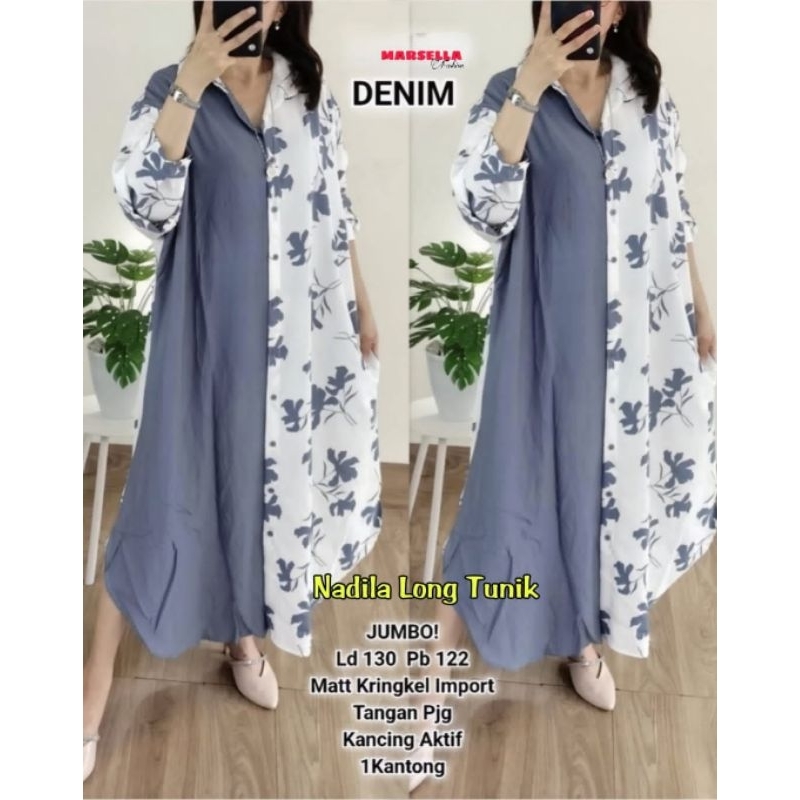 NADILA LONG TUNIK DENIM by MARSELLA