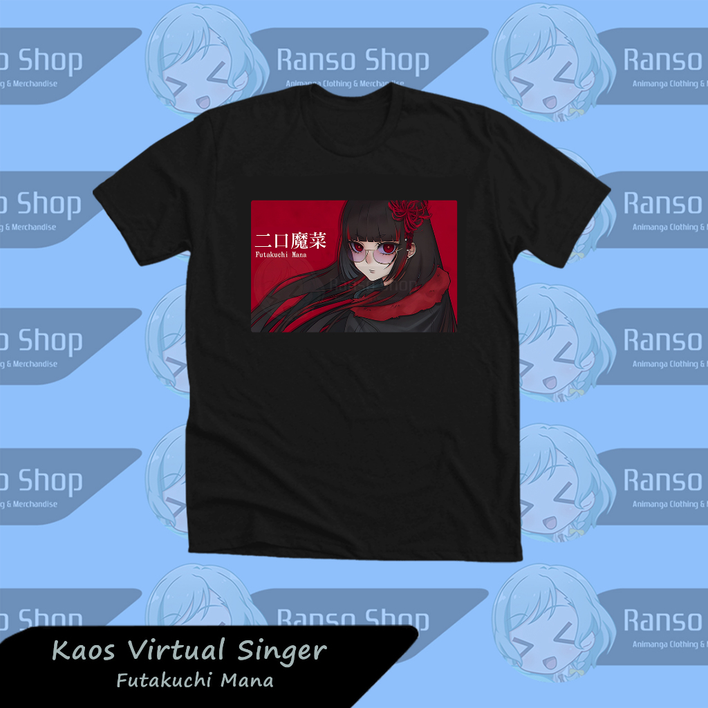 Ranso Kaos Futakuchi Mana Virtual Singer T-Shirt Futakuchi Mana Vtuber Baju Distro Anime Manga Jepan