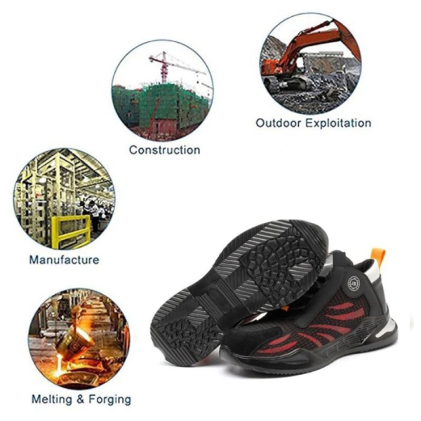 Sepatu safety hitam sporty pria wanita safety boots terbaik ringan ori - 38