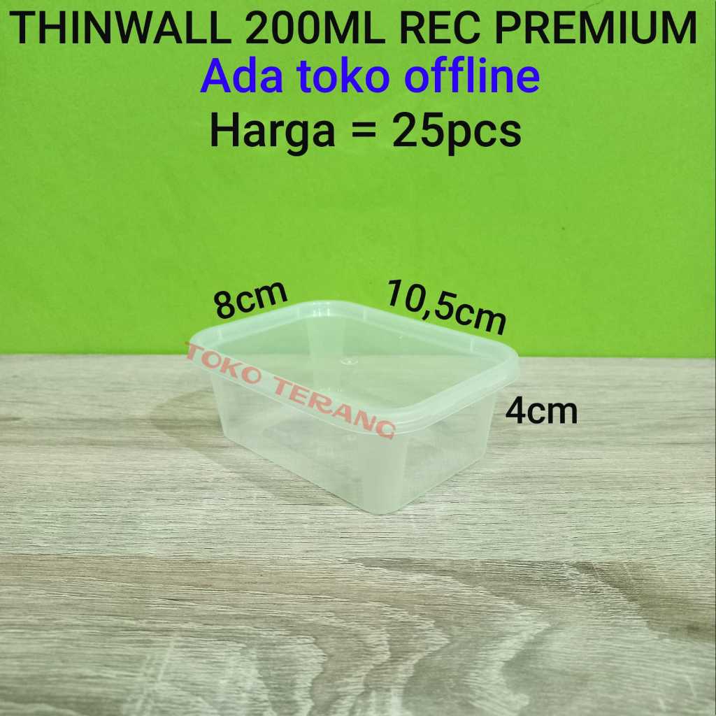 Thinwall food container 200ml kotak/Tempat penyimpanan makanan/Cup salad/Cup puding/ tempat slime