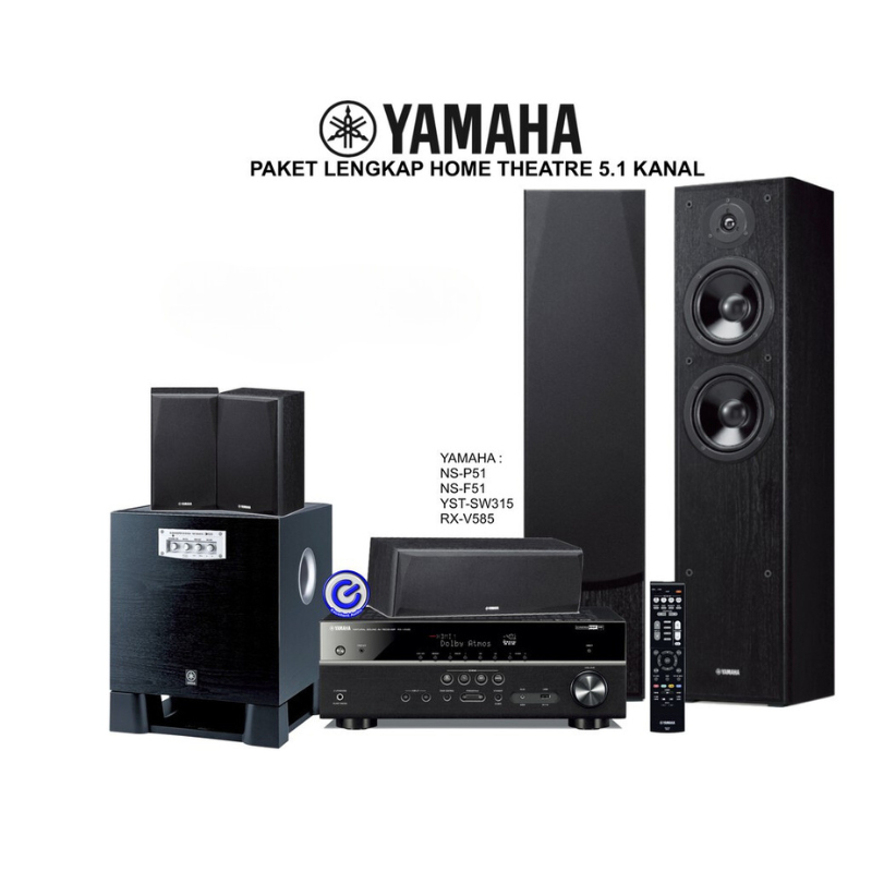 Paket Yamaha RXV 585 NSP51 NSF 51 YST SW315 home theatre 5.1 kanal