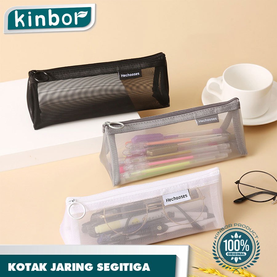 

Tempat Pensil Segitiga Transparan / Triangle Pencil Case Jaring Aesthetic Lucu ( KINBOR )