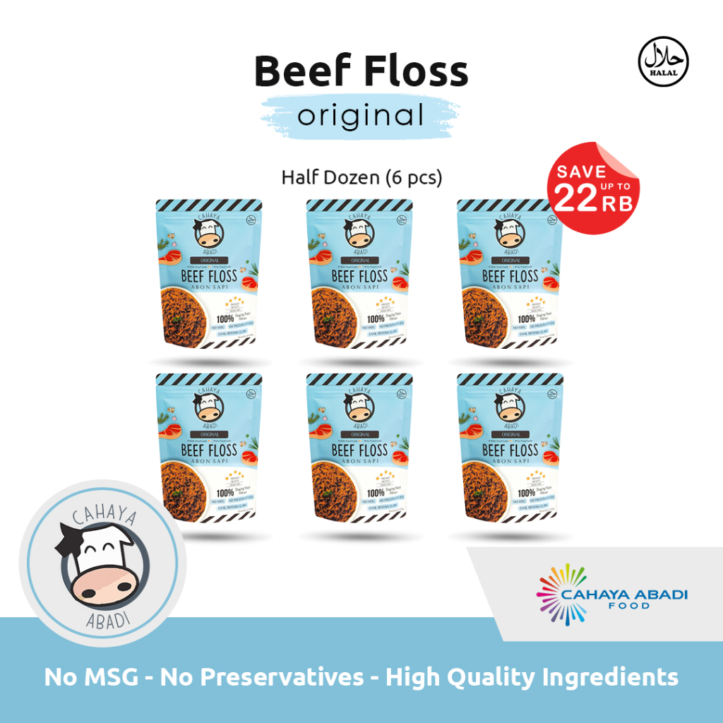 

Cahaya Abadi Abon Sapi Half Dozen Packs Original