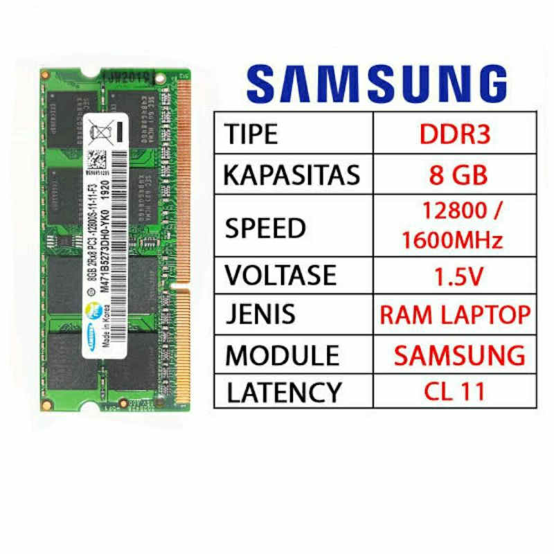 RAM Laptop DDR3 2GB, 4GB, 8GB 1,5V 1600MHz SAMSUNG