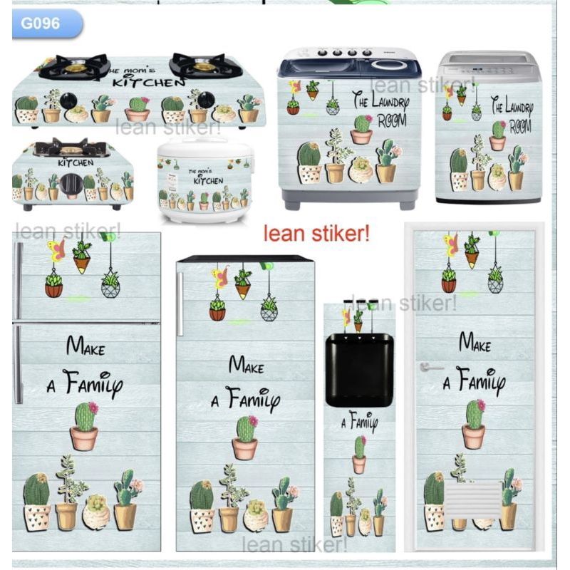 stiker pilihan variasi : kulkas / mesin cuci / kompor / Magicom / dispenser dll motif kayu dan kaktu