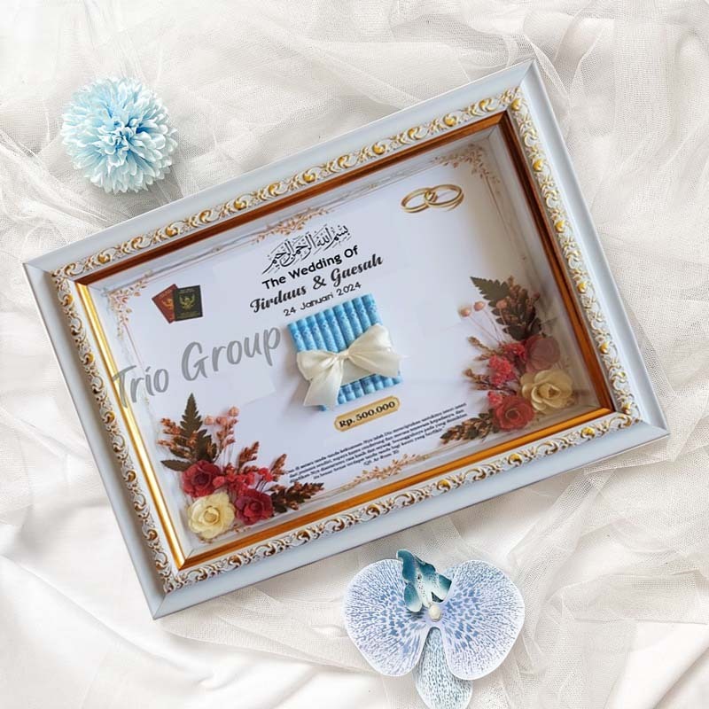9.BINGKAI MAHAR 3D CUSTOM / FRAME 3D LIST GOLD / FRAME MAHAR RUSTIC / / SEHARI BERES..