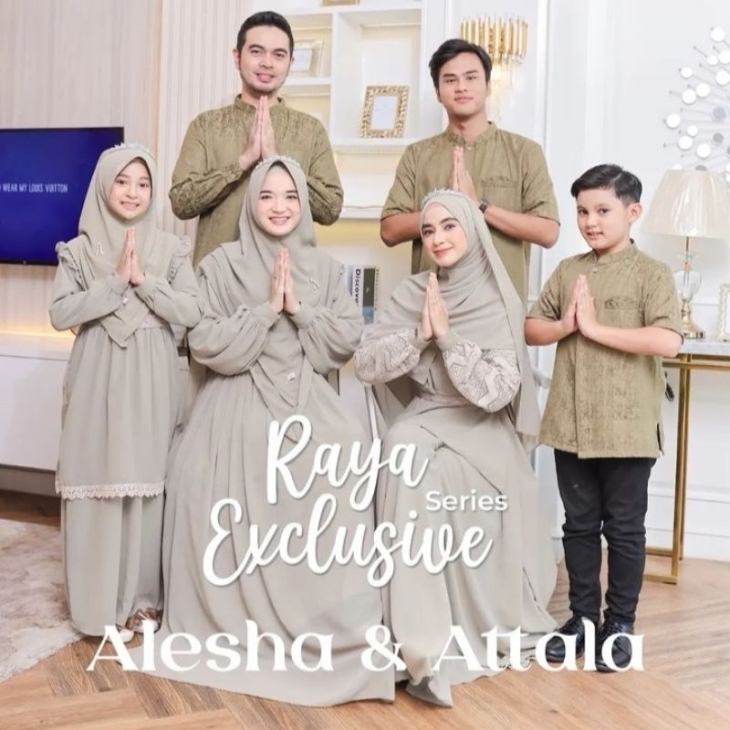 KhilyaaFashion-GAMIS LEBARAN ALESHA ORI BY ELHA INDONESIA / DRESS MUSLIMAH BAHAN CERUTY MIX BROKAT P