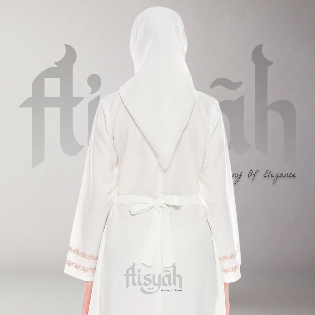 Aisyah044 Abaya Putih Turkey Premium Terbaru - Gamis Putih Wanita Dewasa Kekinian - Maxi Dress Arab
