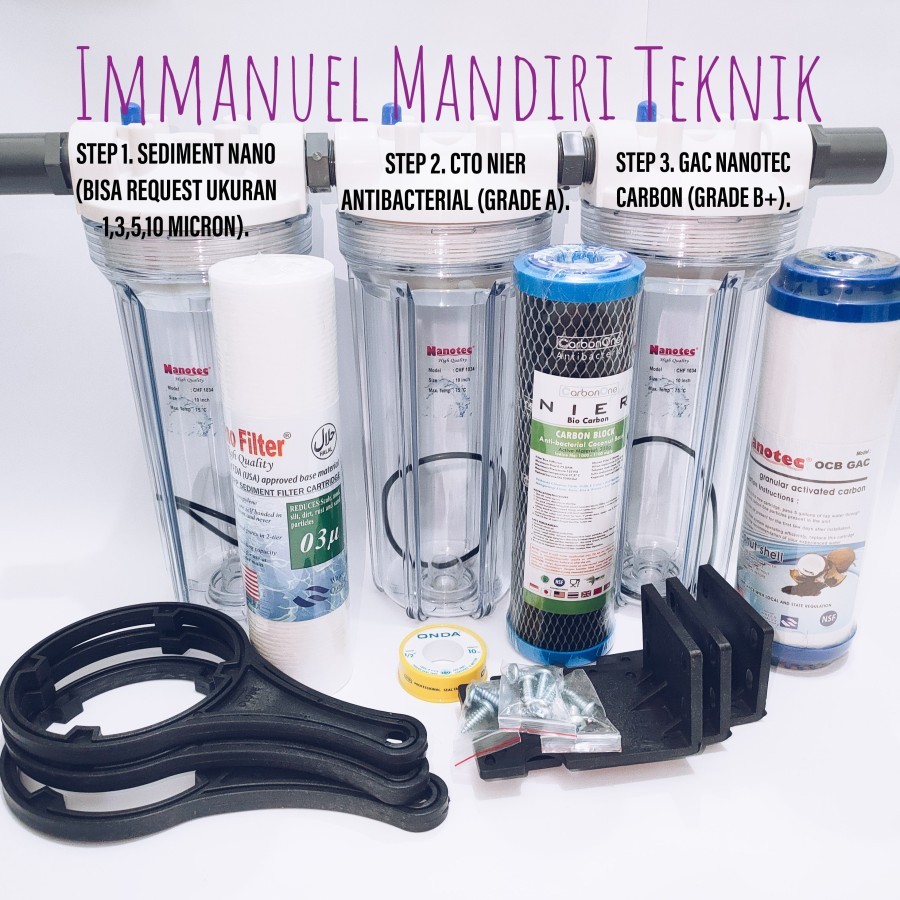 Paket filter 3 tahap air tanah / air pam / filter air antibacterial