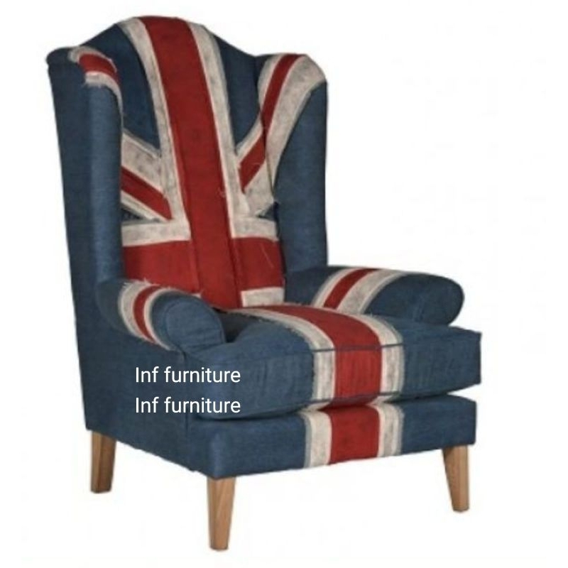 wing chair klasik union jack sofa motif bendera inggris