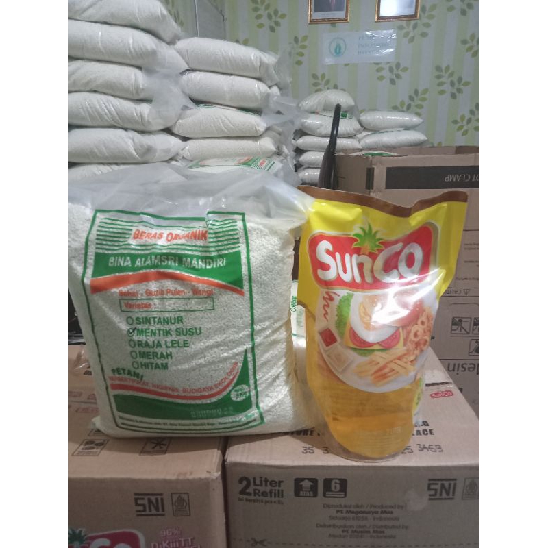 

Paket Beras Organik 5kg dan minyak sunco 2L