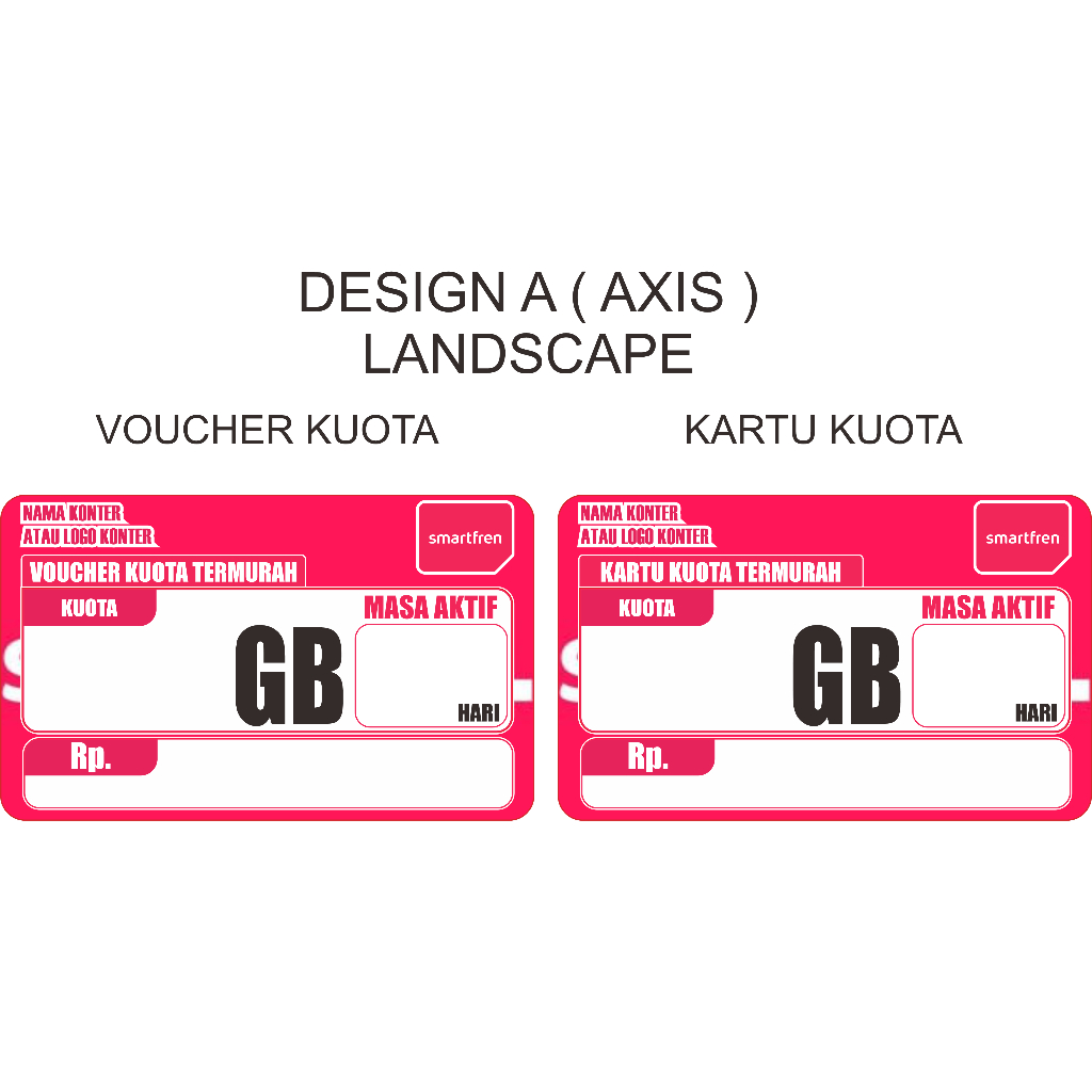 BAHAN TEBAL SEPERTI KTP - LABEL HARGA / PRICE TAG KONTER SMARTFREN VOUCHER KUOTA / KARTU KUOTA LANDS