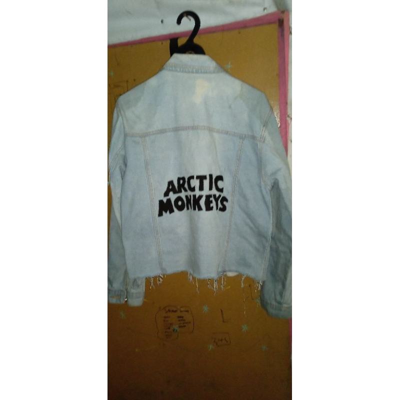 jacket jeket denim jeans levis custom arctic monkeys crop boxy cut skena