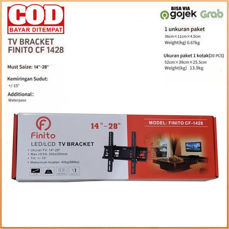 Bracket TV Led 14 - 28 Inch Adjustable Tilt