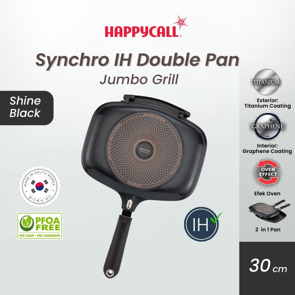 Happycall Synchro Double Pan IH Jumbo Grill 30 cm - Alat Panggang dua sisi