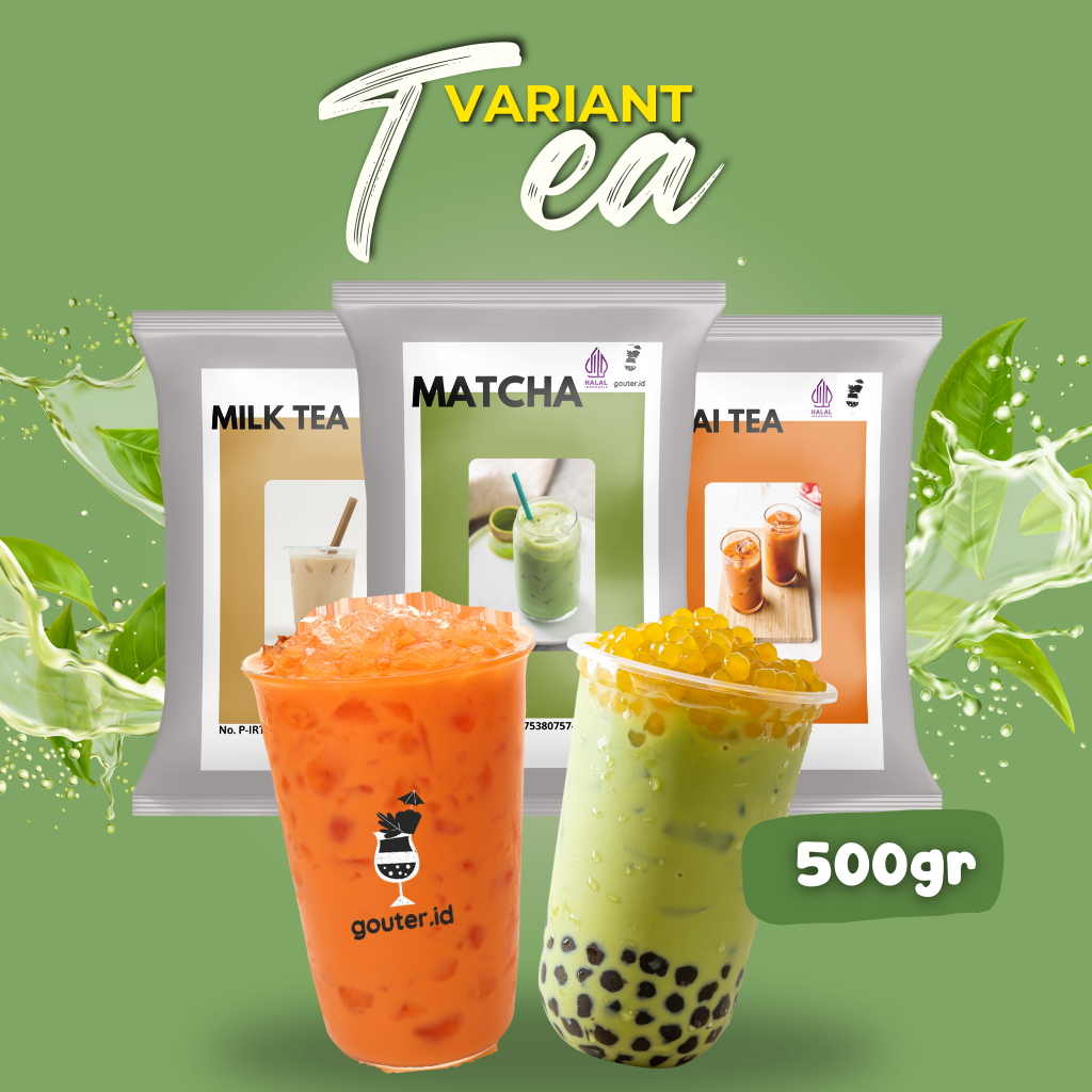 

Gouter - Bubuk Teh Minuman 500gr Regular Mix Gula dan Creamer / Serbuk Minuman Rasa Teh Green Tea