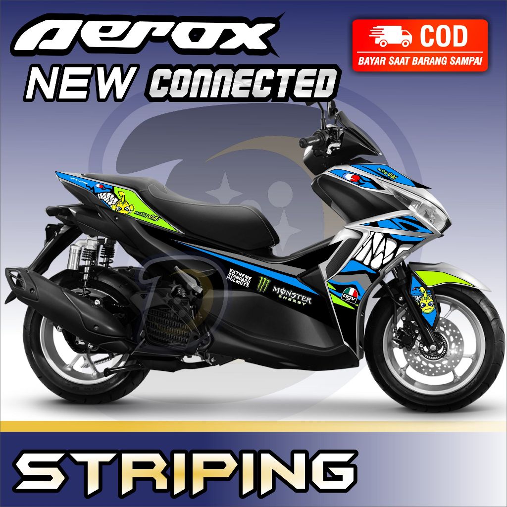 Striping Lis Aerox Connected 2021 New Stiker Motor Yamaha Aerox New Connected Shark