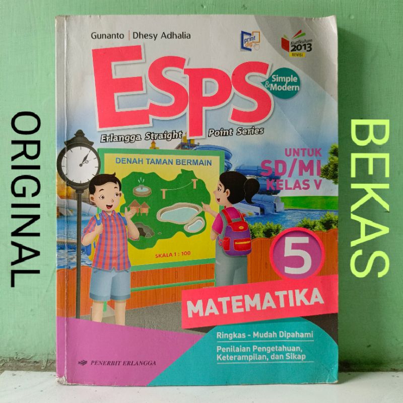 Buku ESPS Matematika kelas 5 V SD MI Penerbit Erlangga Kurikulum 2013 Revisi - Gunanto