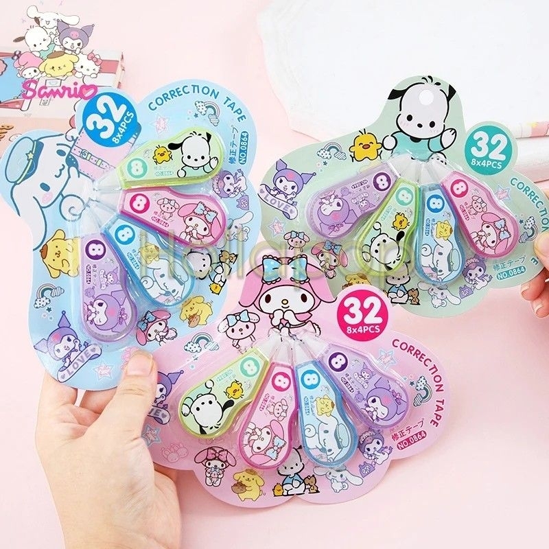 

HOP Set Tipe Tip Ex X Tipex Kertas isi 4 Kuromi My Melody Hello Kitty Pompompurin Pochacco Cinnamoroll