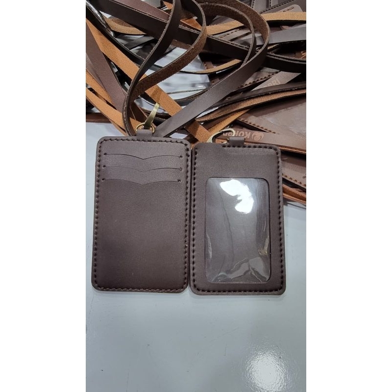 

Name tag tempat id card POLOS | kulit Holder warna hitam dan coklat