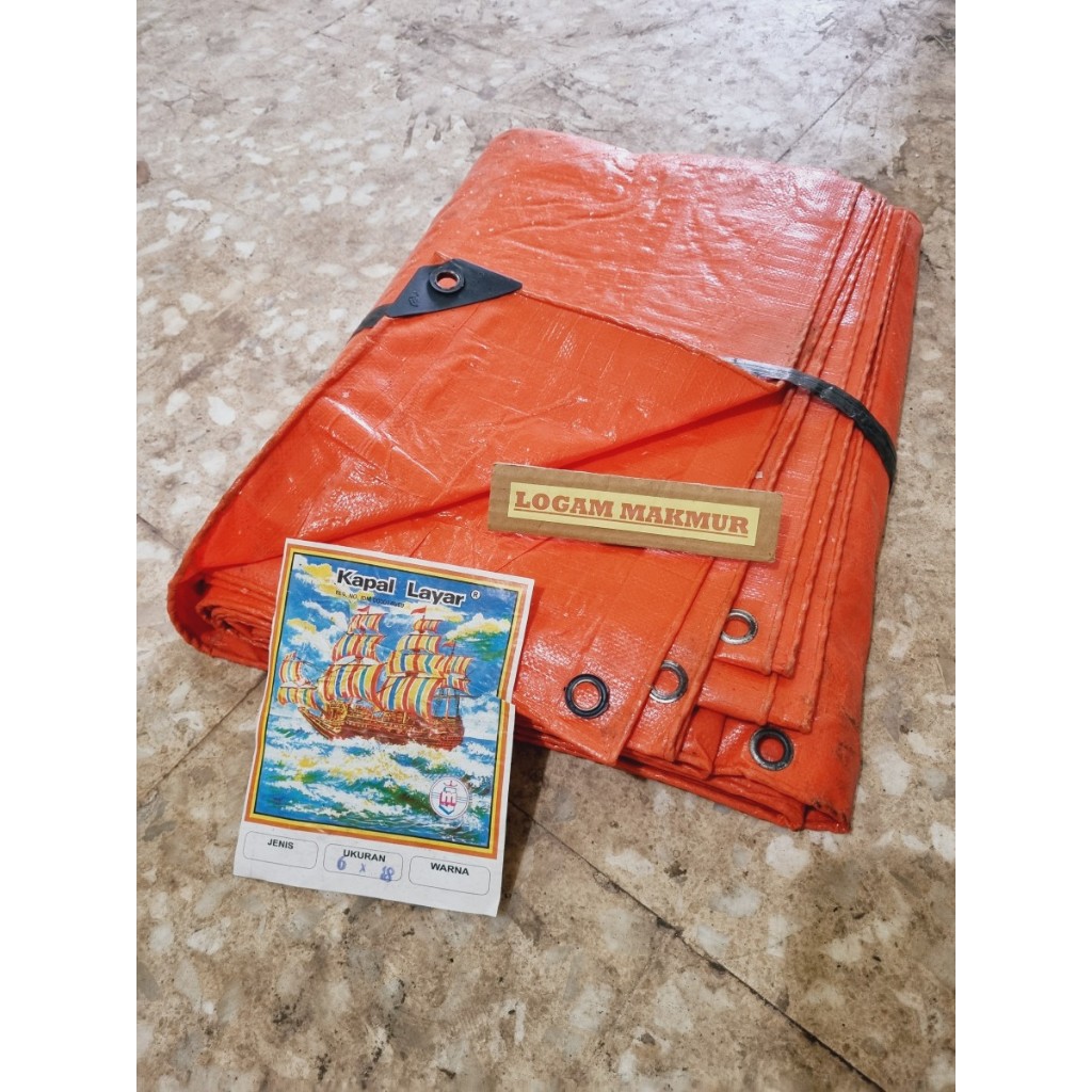 [FLASH SALE] 1 PC - TERPAL PLASTIK 6X8 ORANYE & BIRU CAP KAPAL LAYAR (TEBAL)