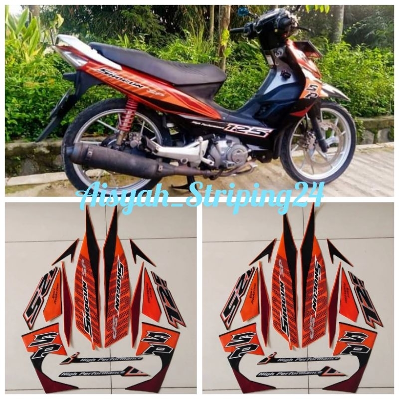 STIKER STRIPING LES LIS BODY MOTOR SHOGUN SP 125 2006 ORANGE