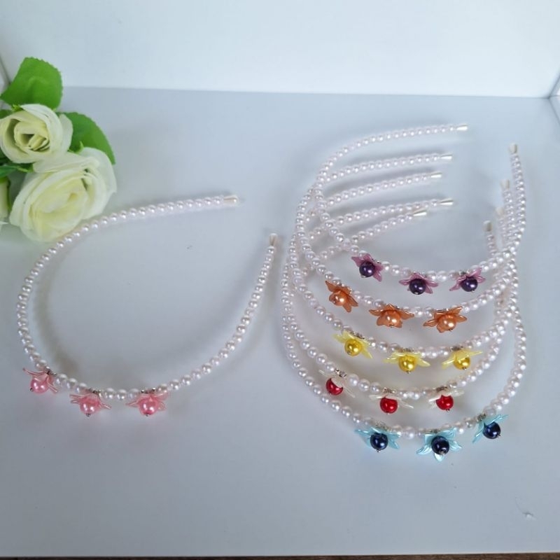 Bando Mutiara Motif Bunga - Bando Anak - Bando Dewasa - Bando Korea