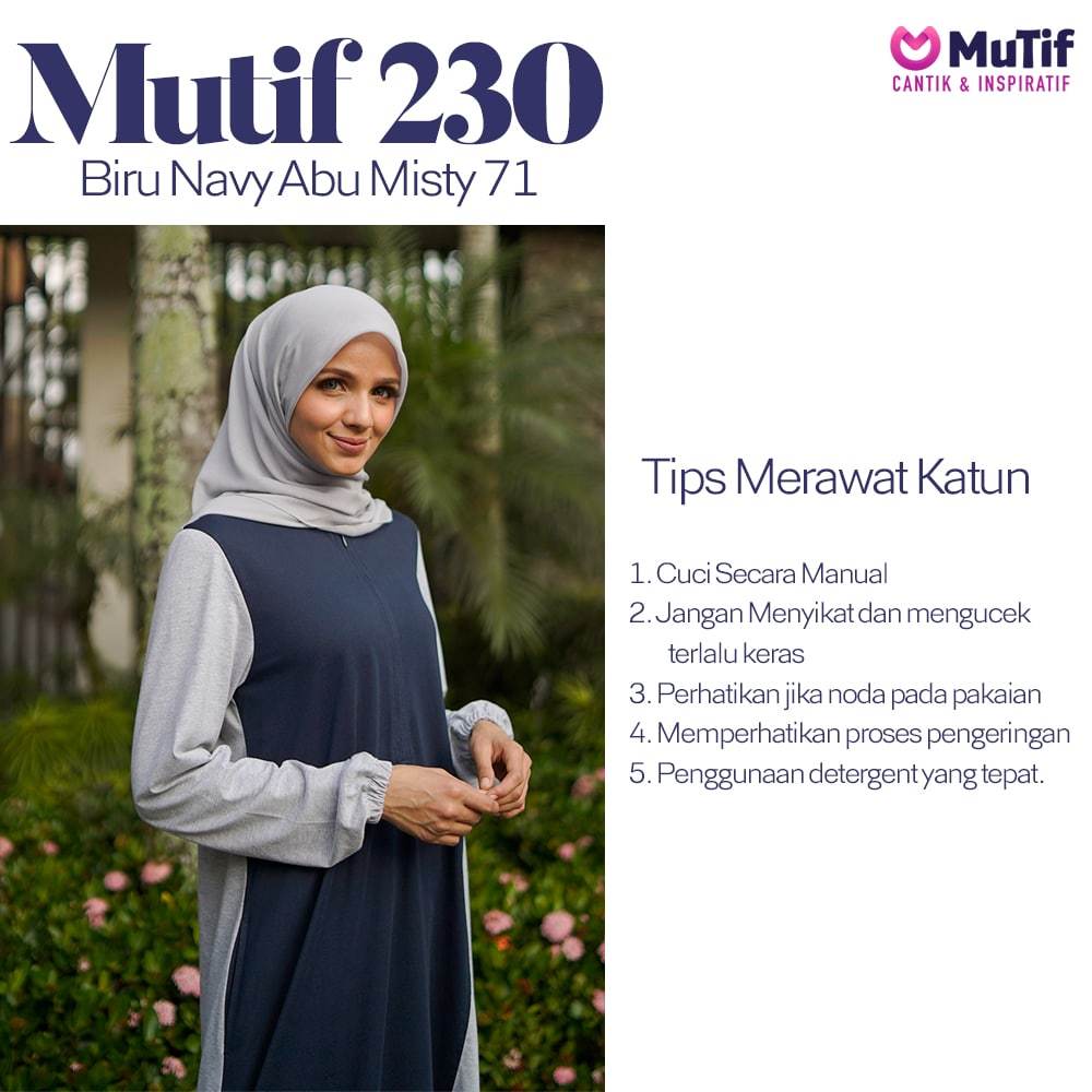 Gamis 230 Biru Navy - Abu Misty 71 - Mutif 230 Biru Navy - Abu Misty 71 || Baju Mutif Premium