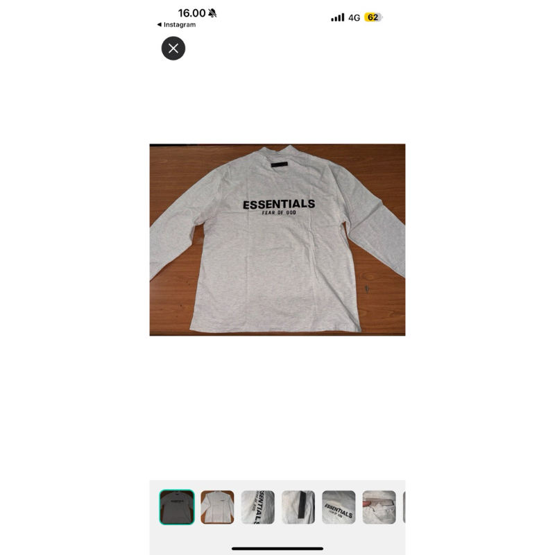 fog essentials velvet text long sleeve grey L