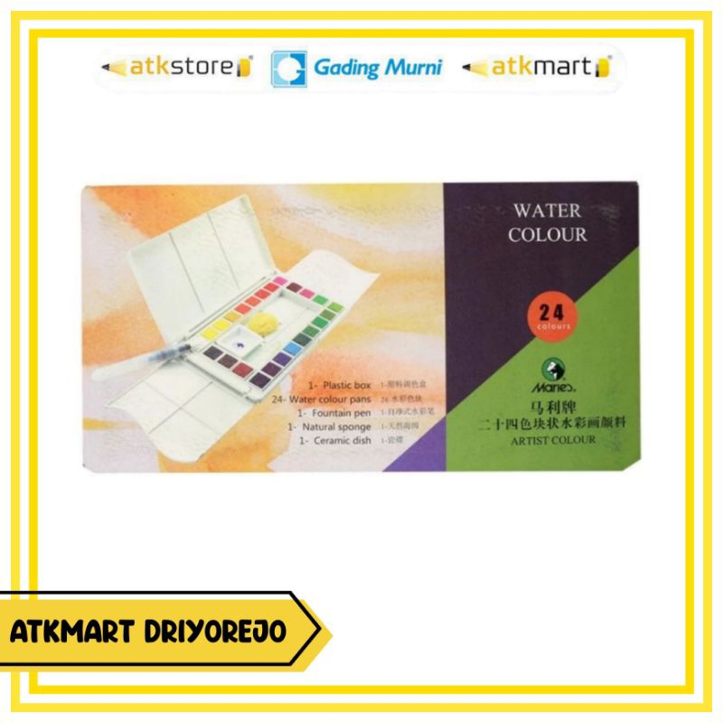 

MARIES WATER COLOUR CAKE W-4024 24 WARNA - CAT AIR PADAT