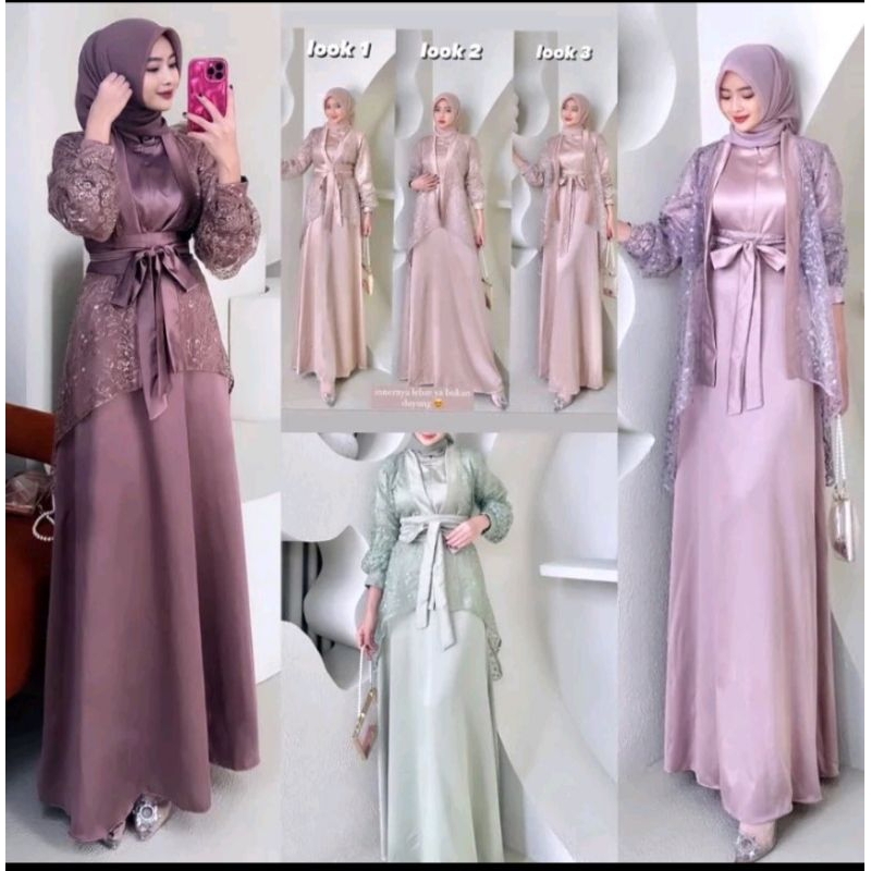 FUJI DRESS SATU SET INNER OUTHER PREMIUM