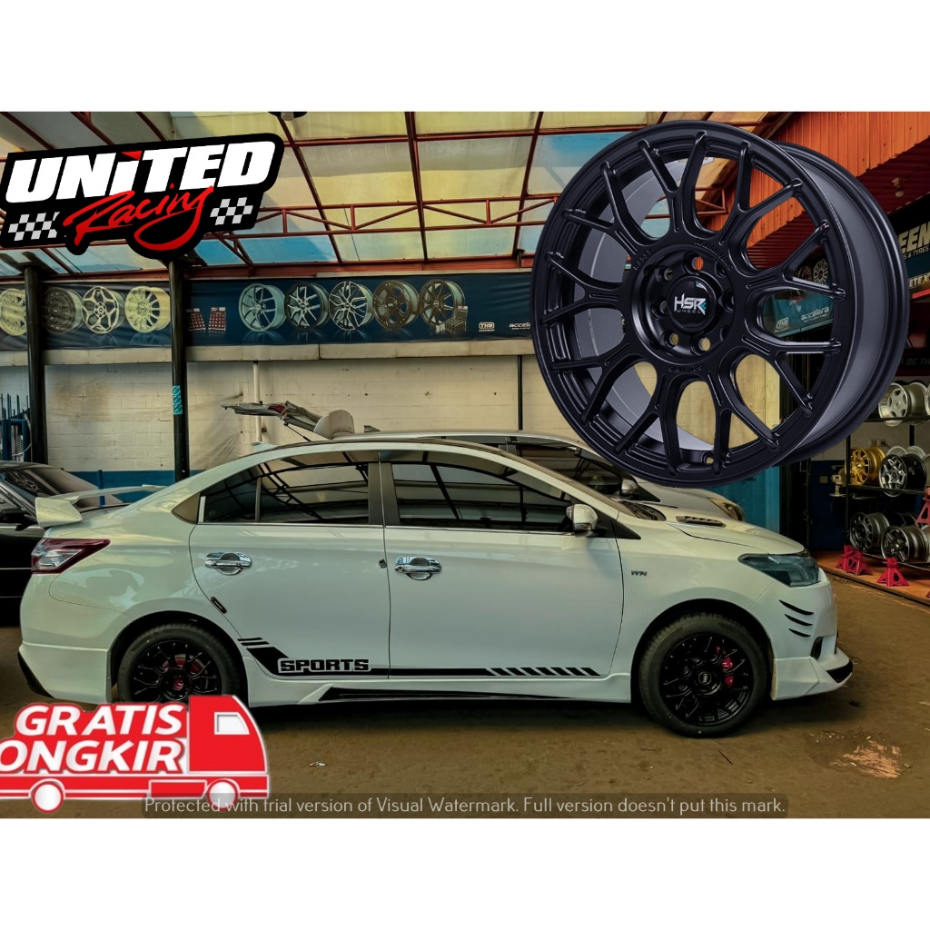 PELEK VELG MOBIL TOYOTA VIOS RING 16 HSR RAI S5 MATE BLACK LEBAR 7 HITAM R16