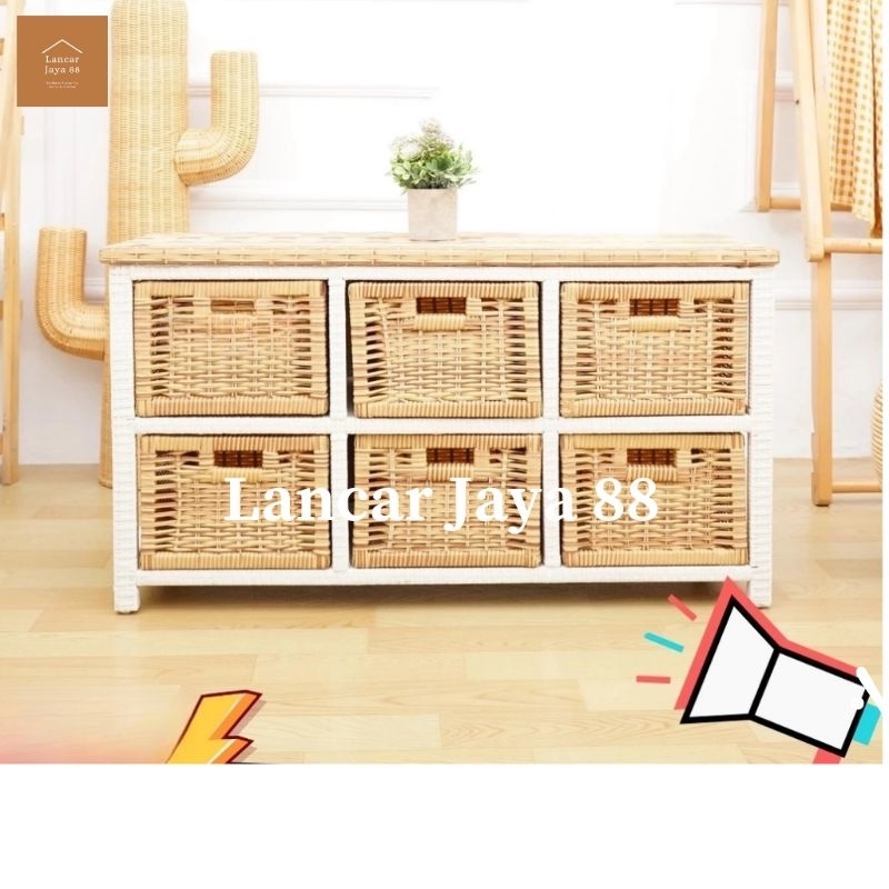 Lemari Laci 4 Rotan Sintetis