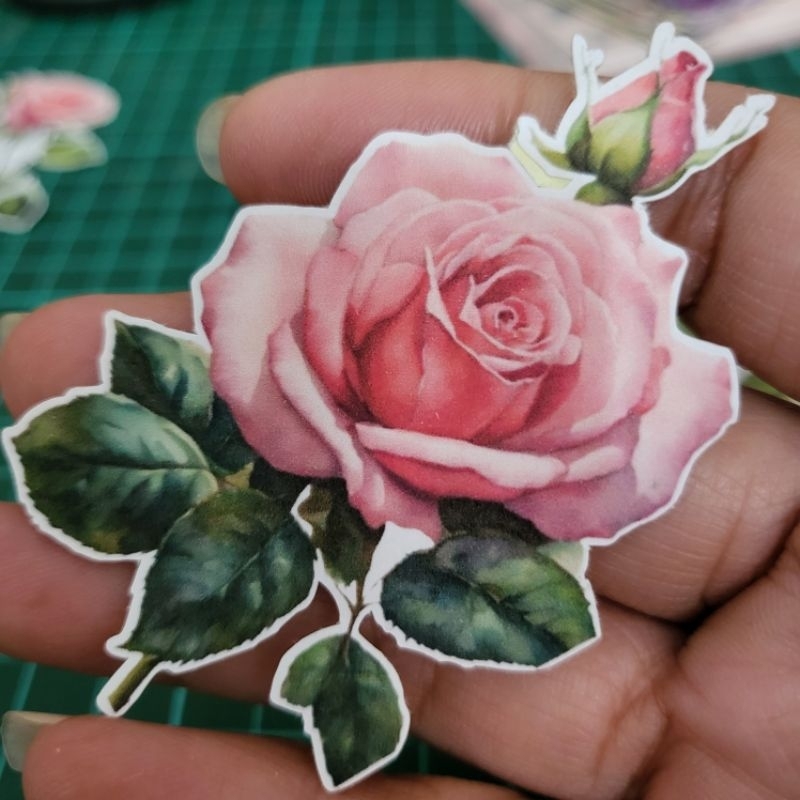 

11pcs Big Pink vintage Rose stickers