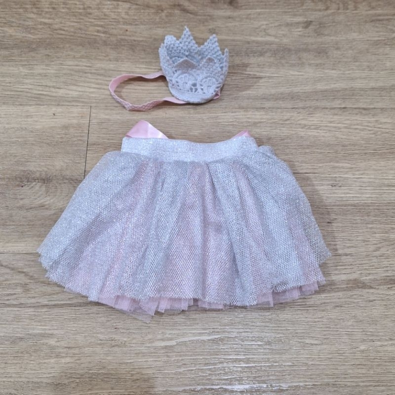 Preloved Toby outweat outfit newborn photoshoot skirt headband baby girl rok tutu bayi perempuan
