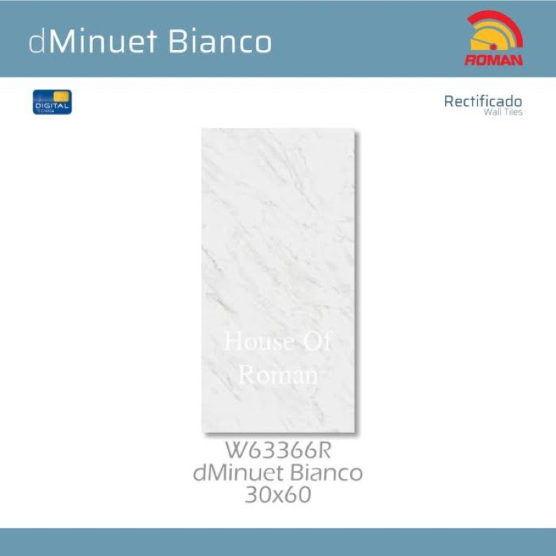 Keramik Dinding Roman dMinuet Bianco W63366R 30x60