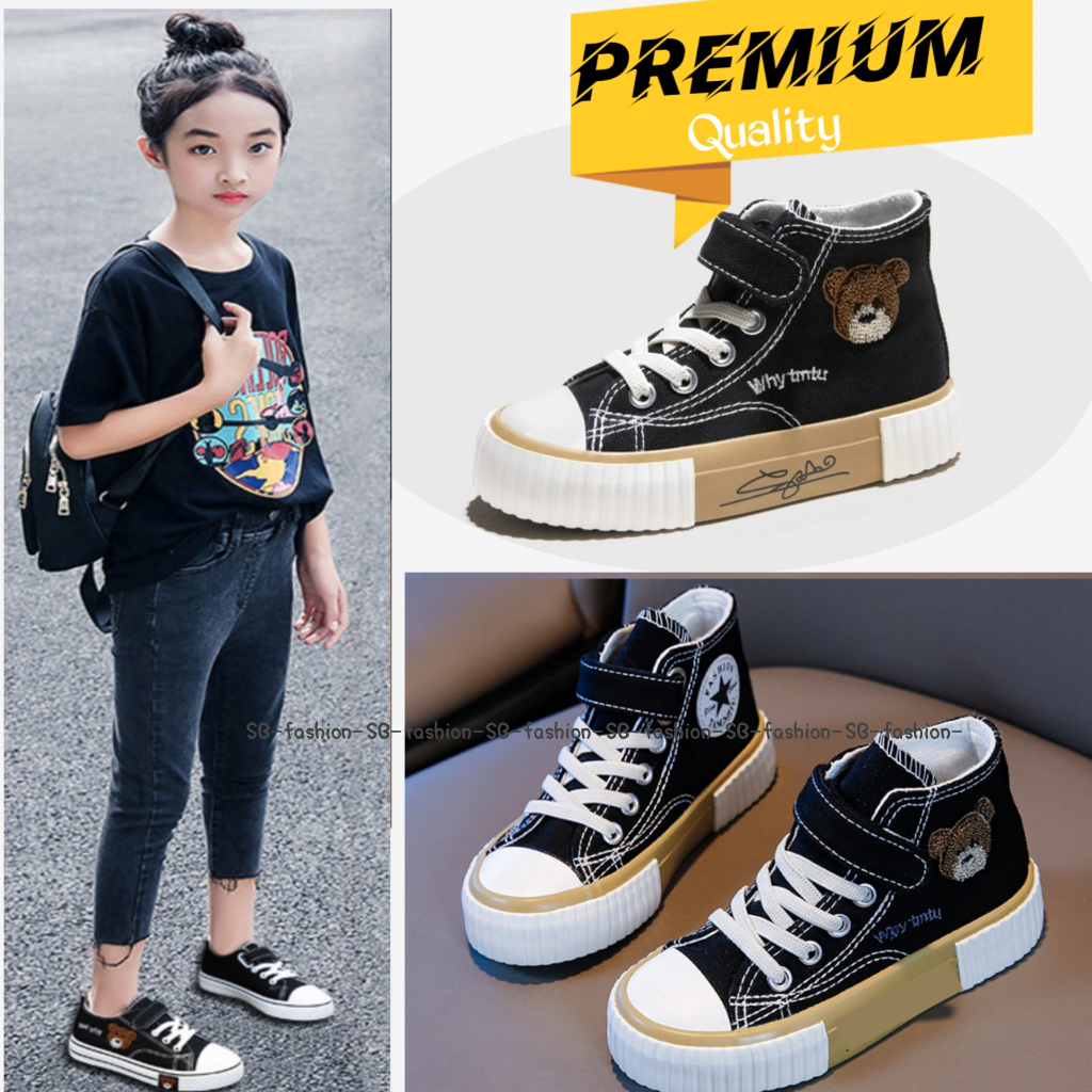 sepatu bot boots anak perempuan wanita cewek warna hitam motif boneka bordir remaja tanggung sekolah