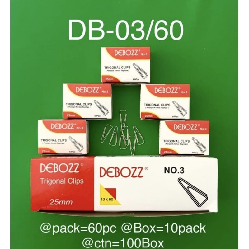 

Paper Clips Debozz No 3 25mm / Trigonal Clips Debozz / Penjepit Kertas No 3 Polos