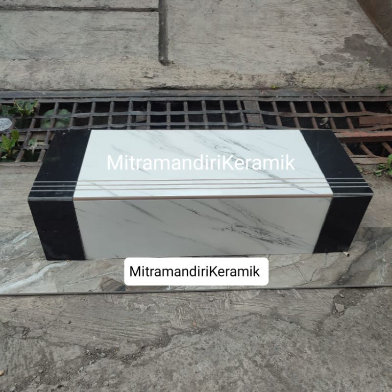 Granite Tangga 30x90 20x90/30x80 20x80 LAVANI WHITE/LIST HITAM
