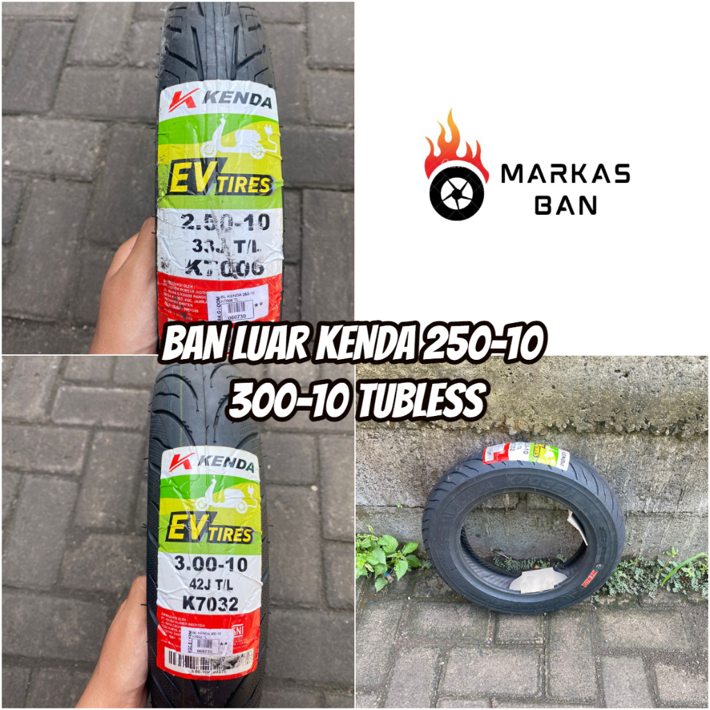 BAN LUAR KENDA BAN LUAR MOTOR LISTRIK RING 10 TUBELESS || BAN LUAR MOTOR LISTRIK KENDA 250-10 300-10