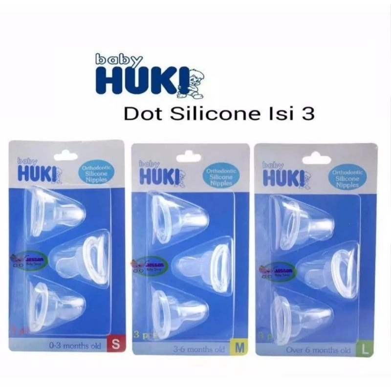 Dot Huki Gepeng Isi 3 Pcs - Huki Orthodontic Silicone Nipple